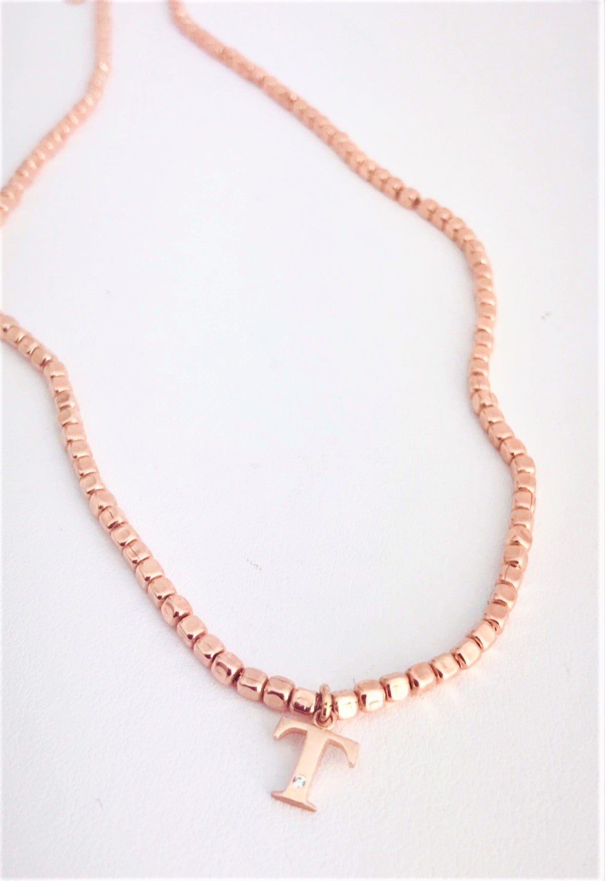Wish Necklace - Domed Letter and Zirconia