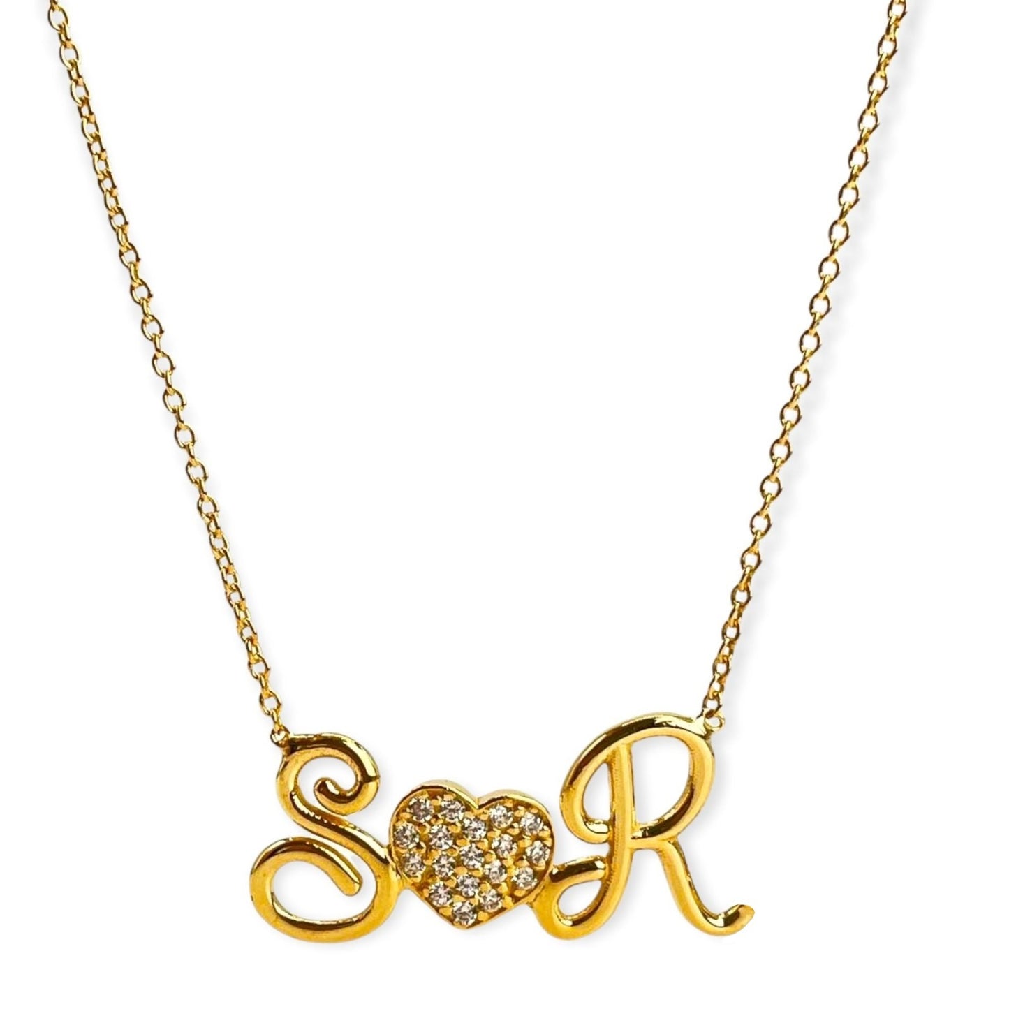 Filo Necklace - 2 Initials and Pave' Symbol