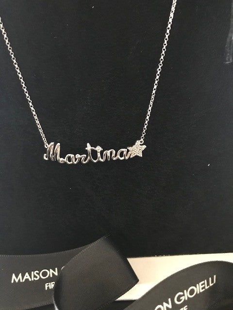 Name Necklace Thread - Zircon Pavè Symbol