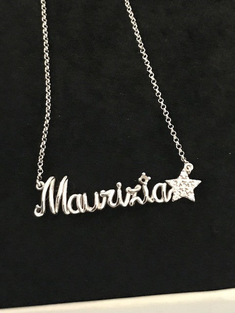 Name Necklace Thread - Zircon Pavè Symbol
