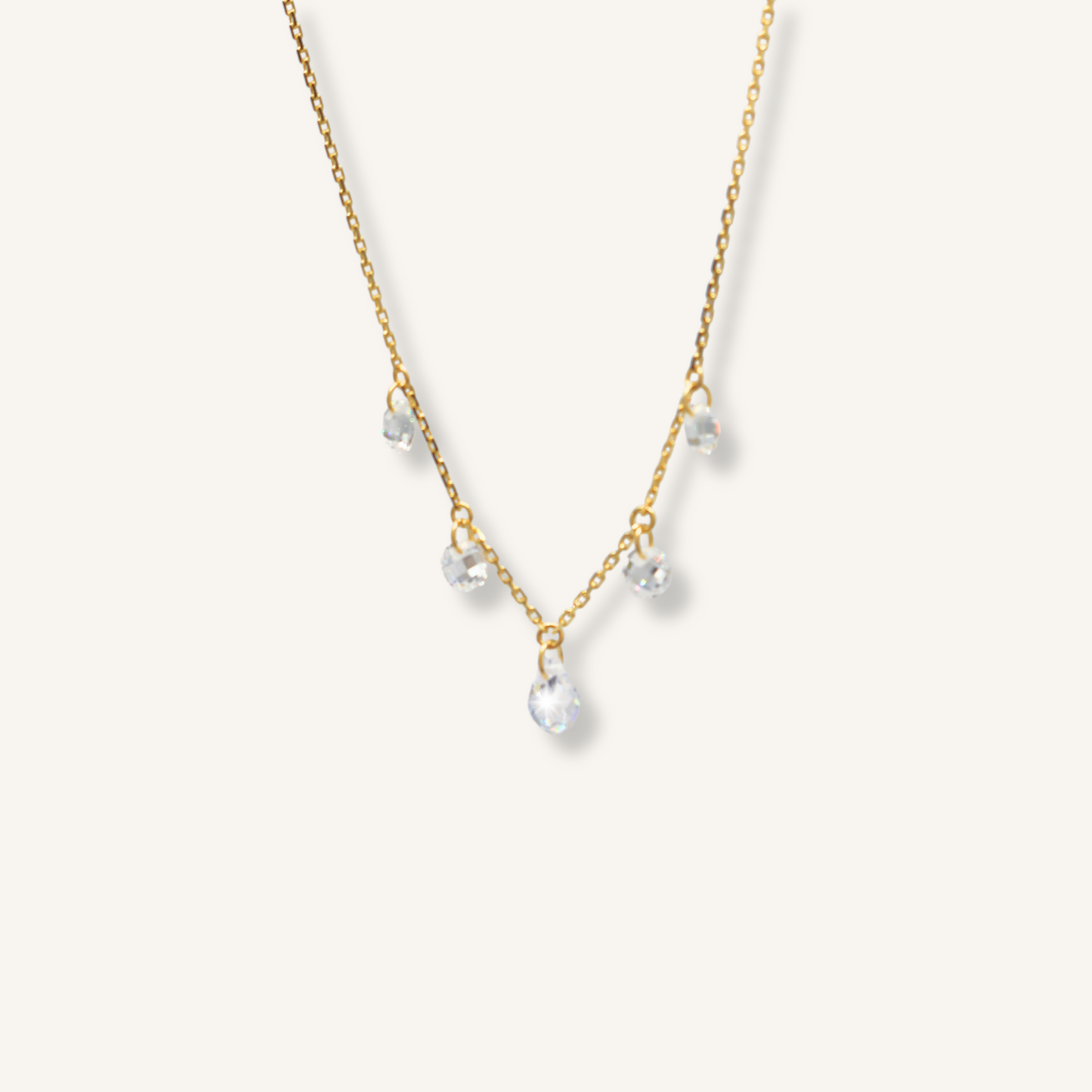 Collana Oro 9kt con Zirconi a Goccia