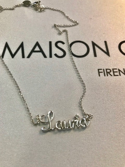 Thread Name Necklace - Silver
