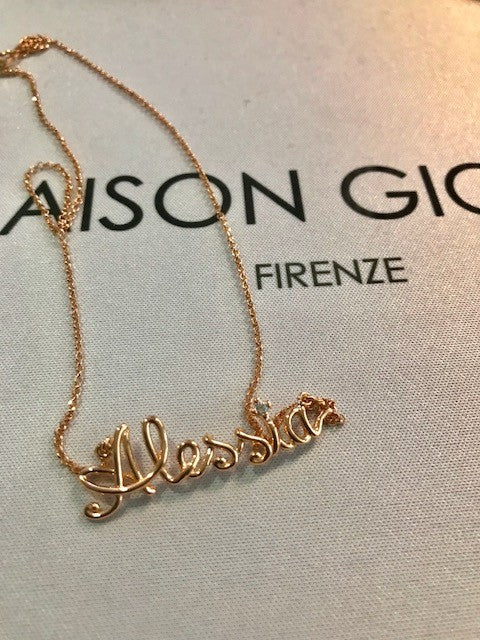 Thread Name Necklace - Gold