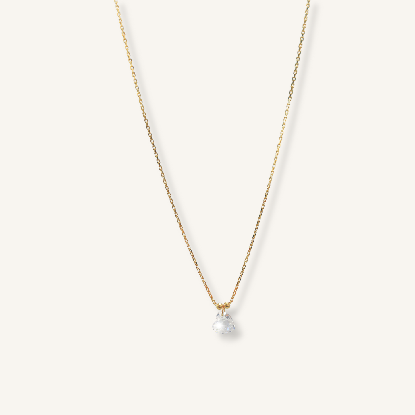 Collana 9kt con Zircone a Cuore Pendente