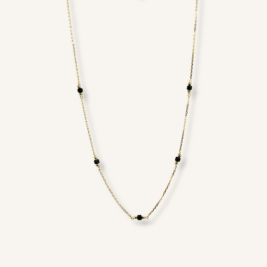 9kt Gold Necklace with Black Natural Stones