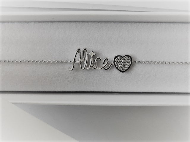 Bracciale Nome a Filo - Simbolo Pavè di Zirconi