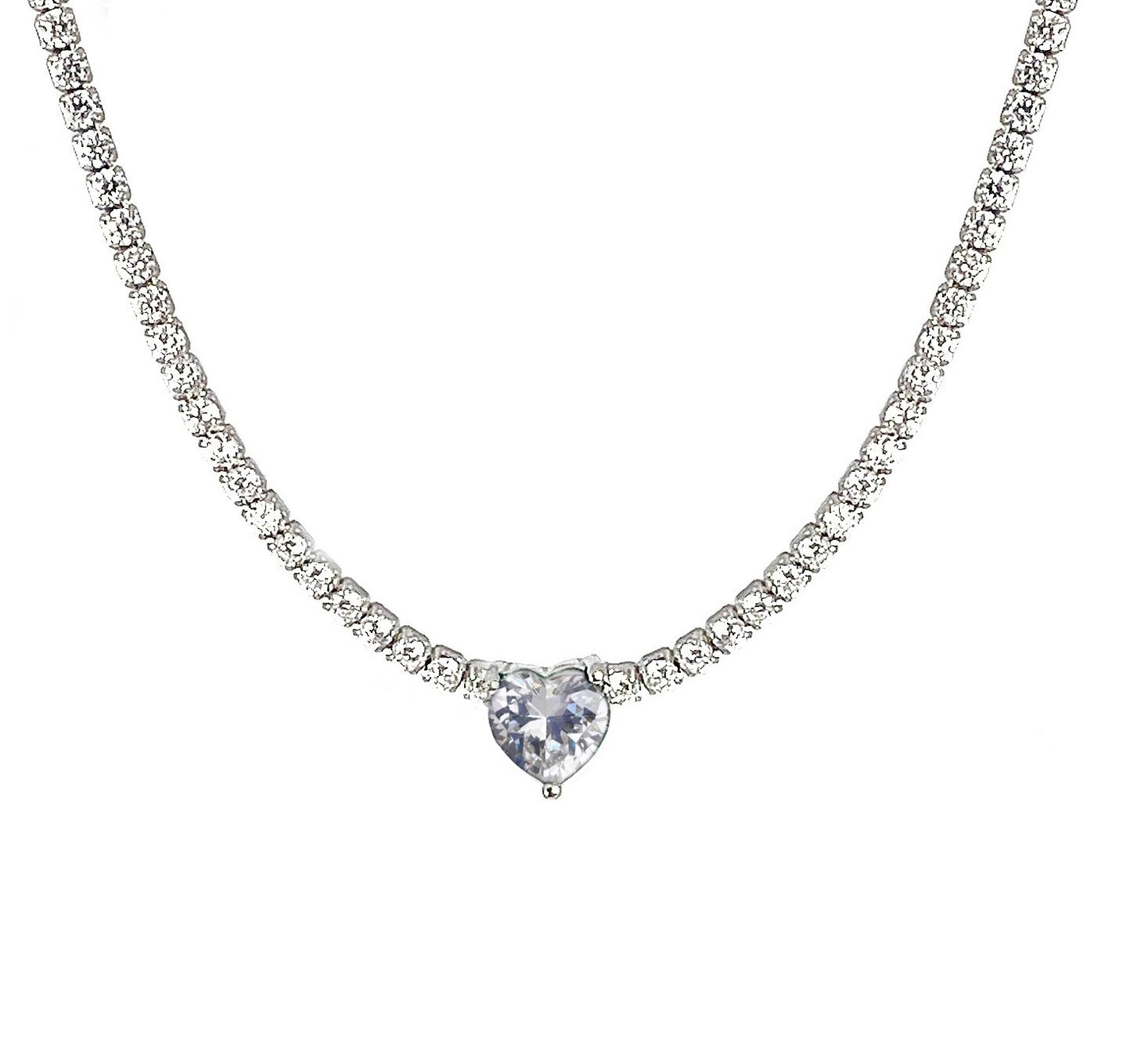Collana Chocker Tennis Cuore