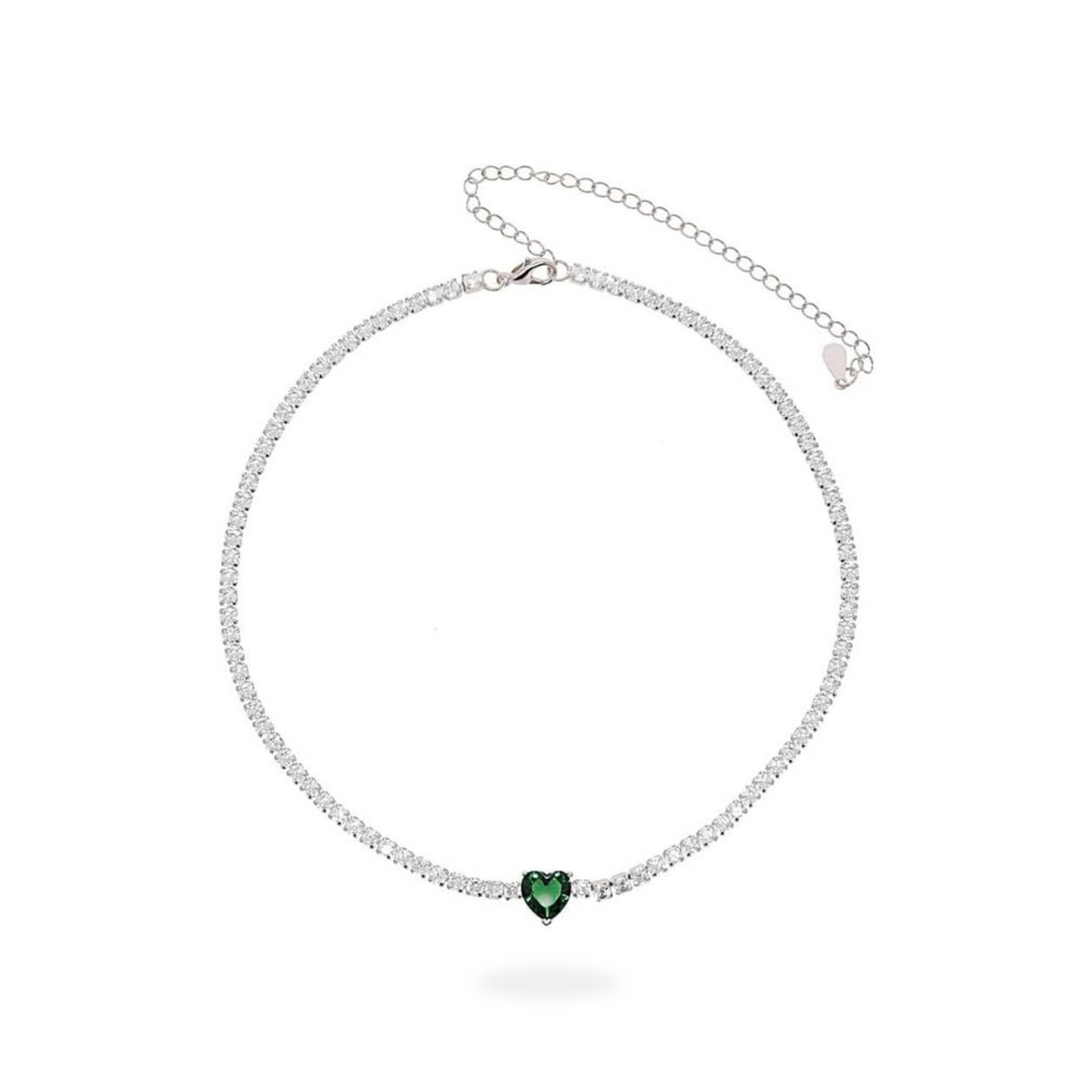 Collana Tennis bianca con zircone a cuore centrale colorato