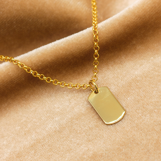 2mm Rolo Necklace with Rectangular Charm