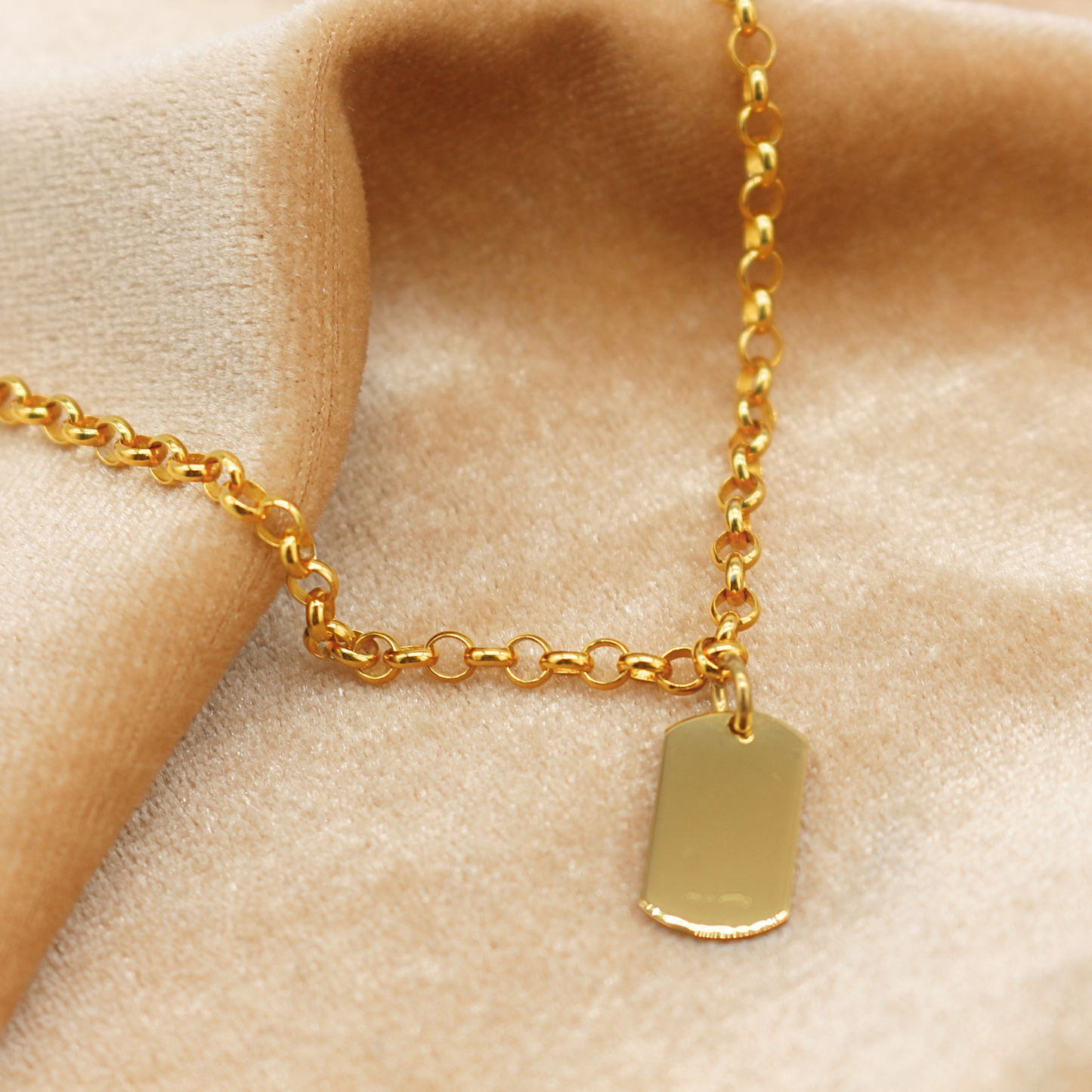 Collana Rolò 3mm con Charm Rettangolare