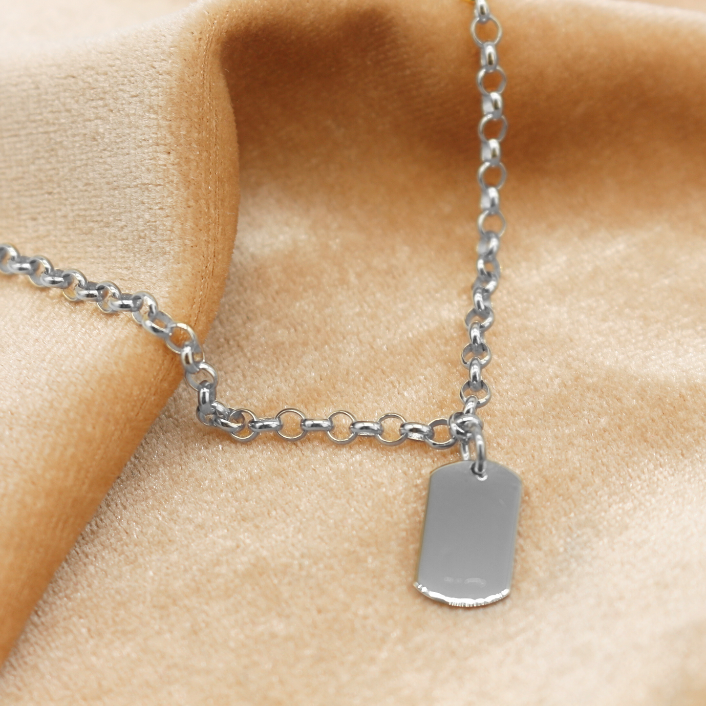 Collana Rolò 3mm con Charm Rettangolare