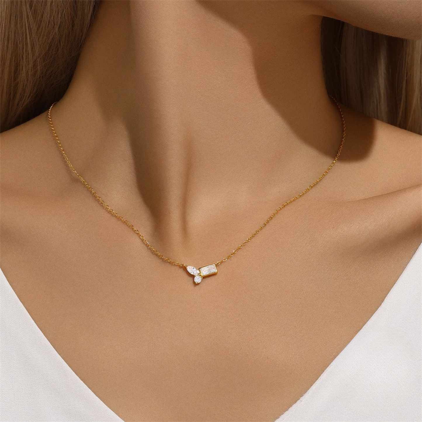Collana Baguette con Zirconi Bianchi