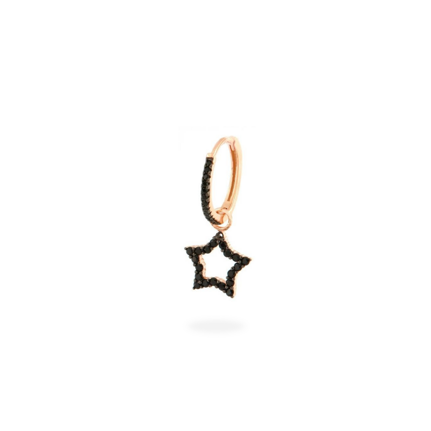 Orecchino Mono - Stella Forata Pavè Nero