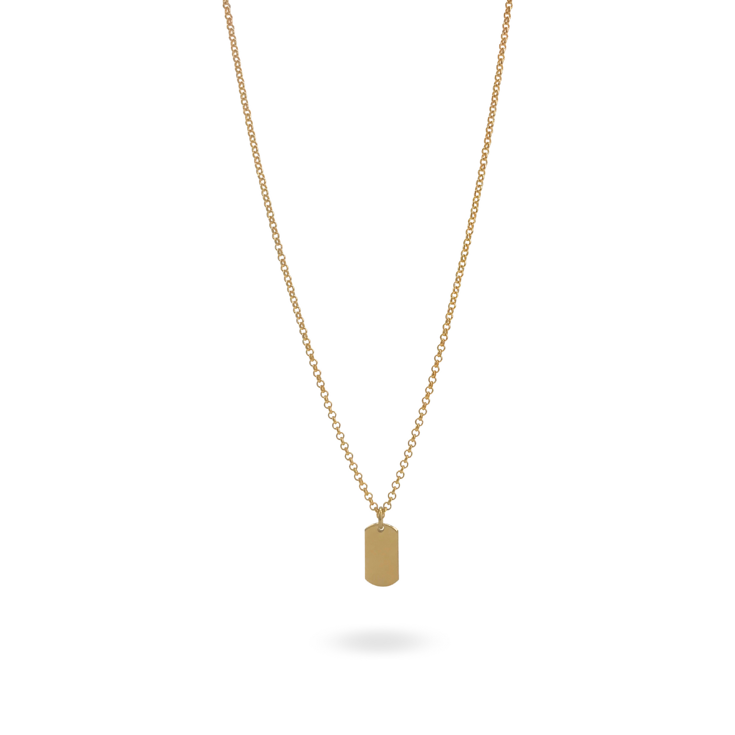 Collana Rolò 2mm con Charm Rettangolare