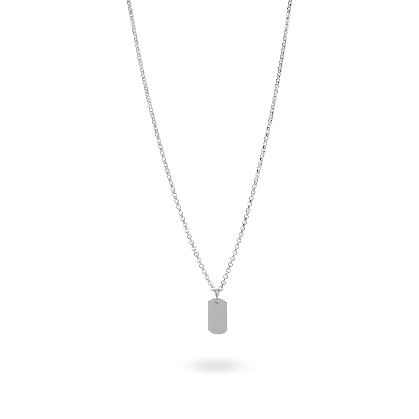 Collana Rolò 2mm con Charm Rettangolare