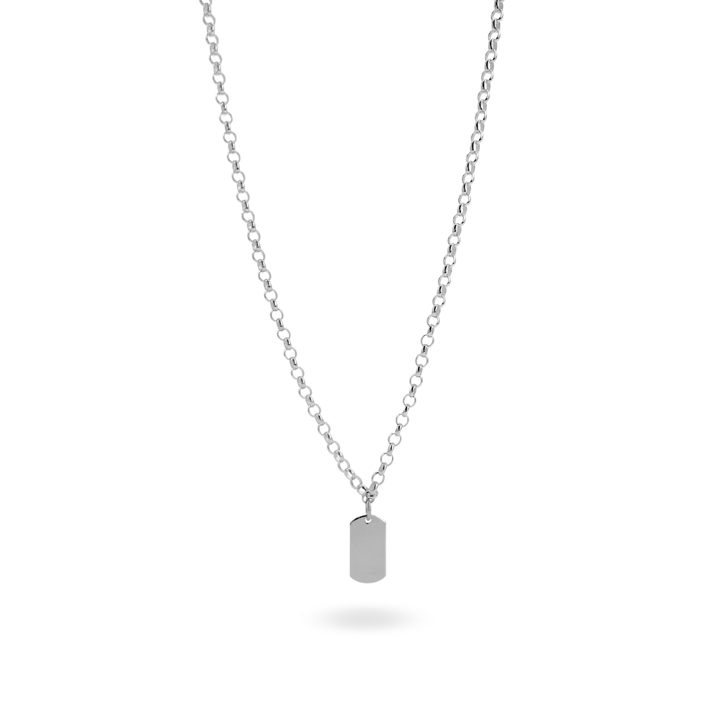 Collana Rolò 3mm con Charm Rettangolare