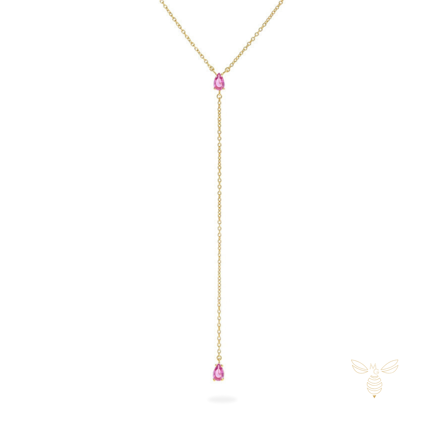 Collana a Y con Due Zirconi a Goccia