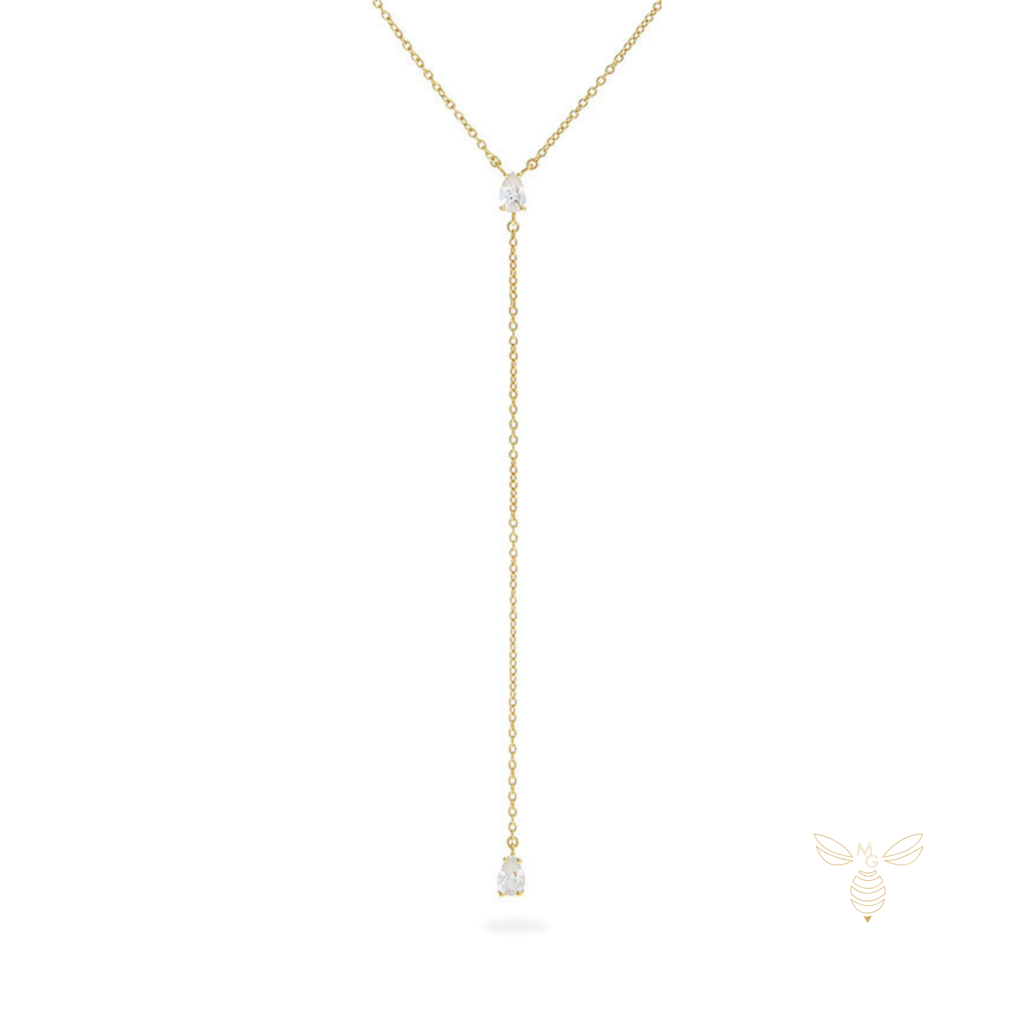 Collana a Y con Due Zirconi a Goccia