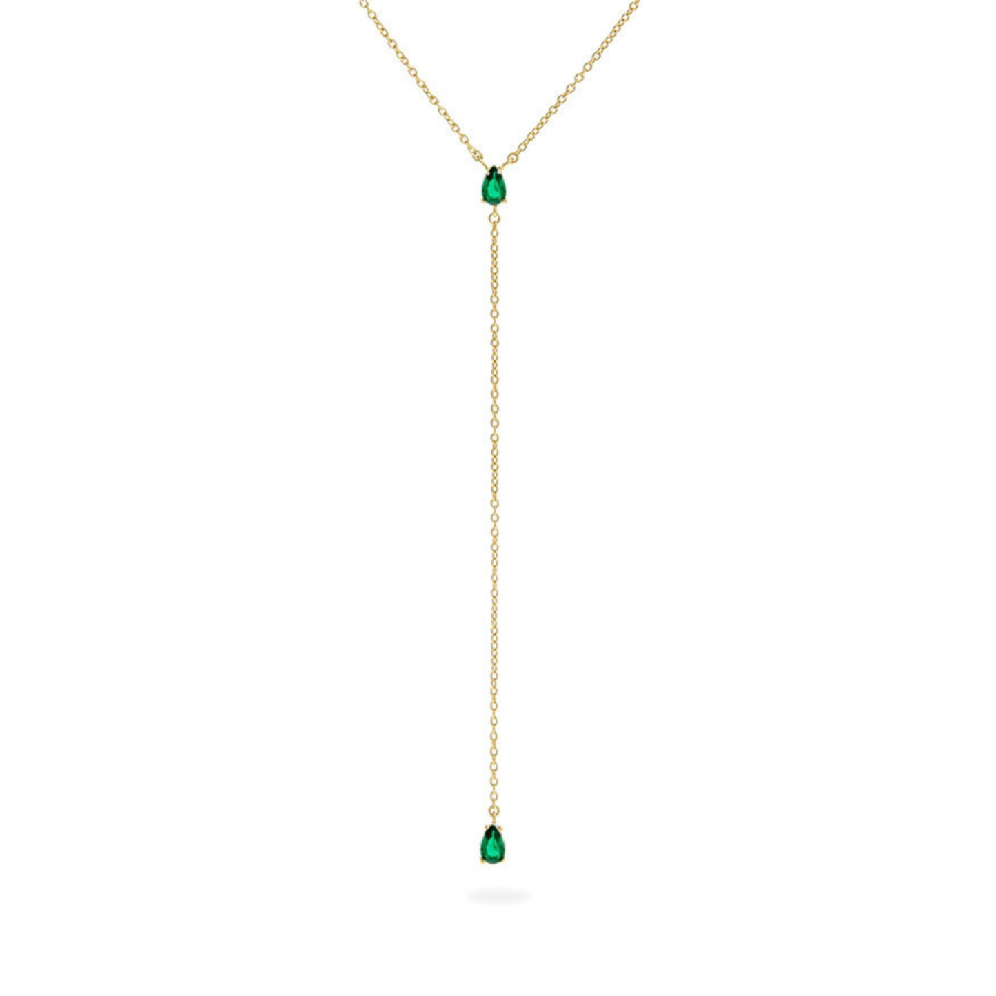 Collana a Y con Due Zirconi a Goccia