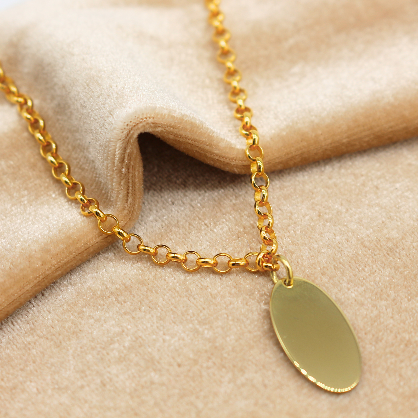 Collana Rolò 3mm con Charm Ovale