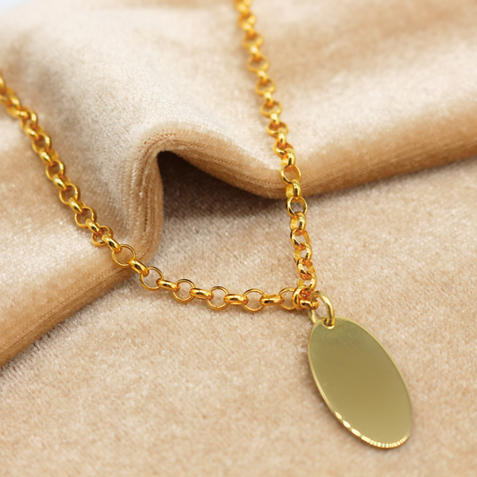 3mm Rolo Necklace with Oval Charm