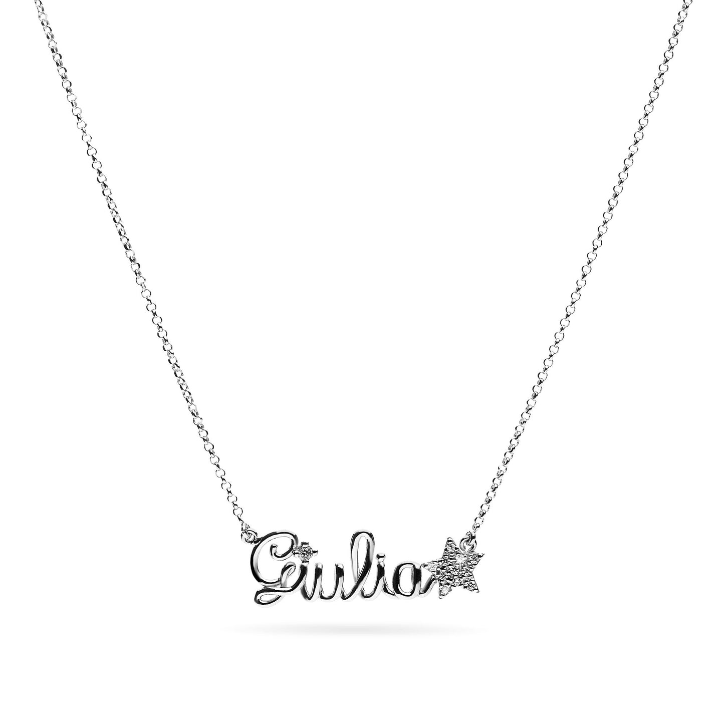 Name Necklace Thread - Zircon Pavè Symbol