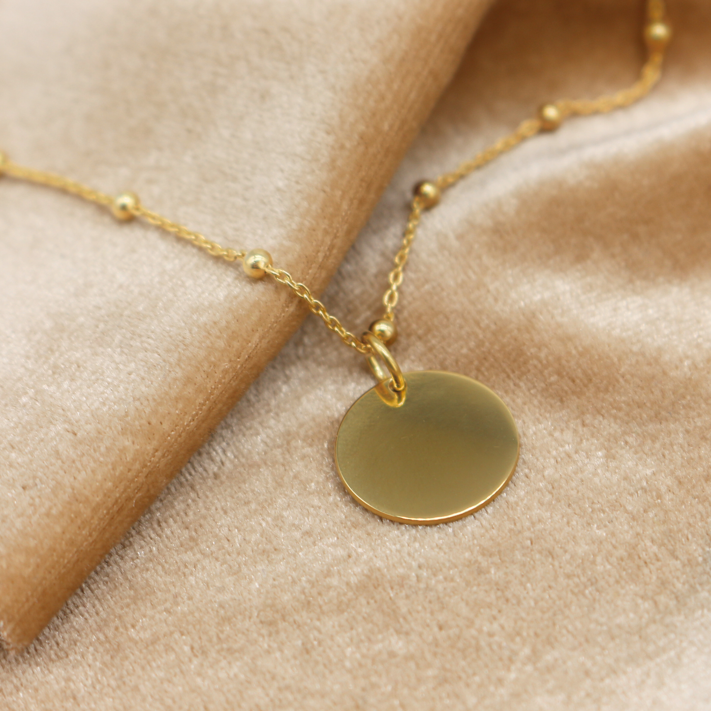 Collana a Sfere con Targhetta Tonda