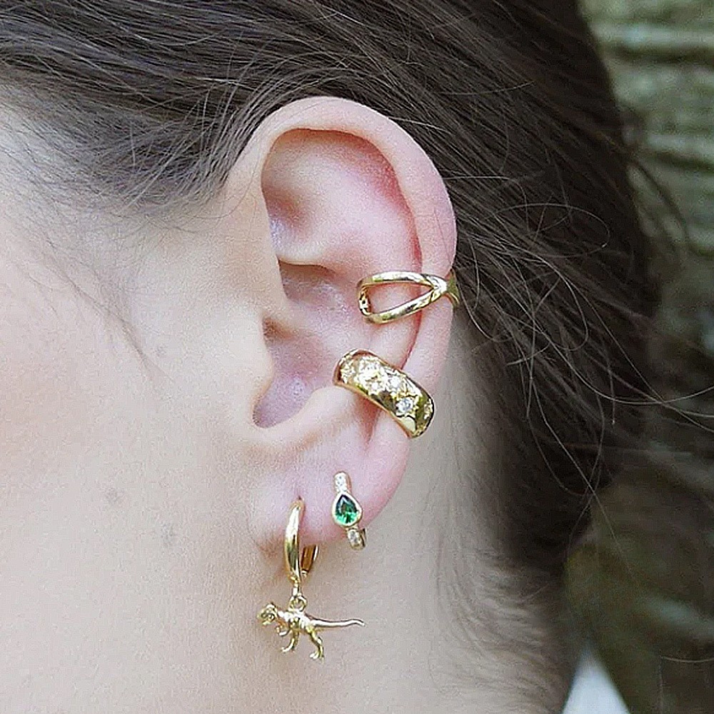 Monorecchino Earcuff con Zirconi Bianchi