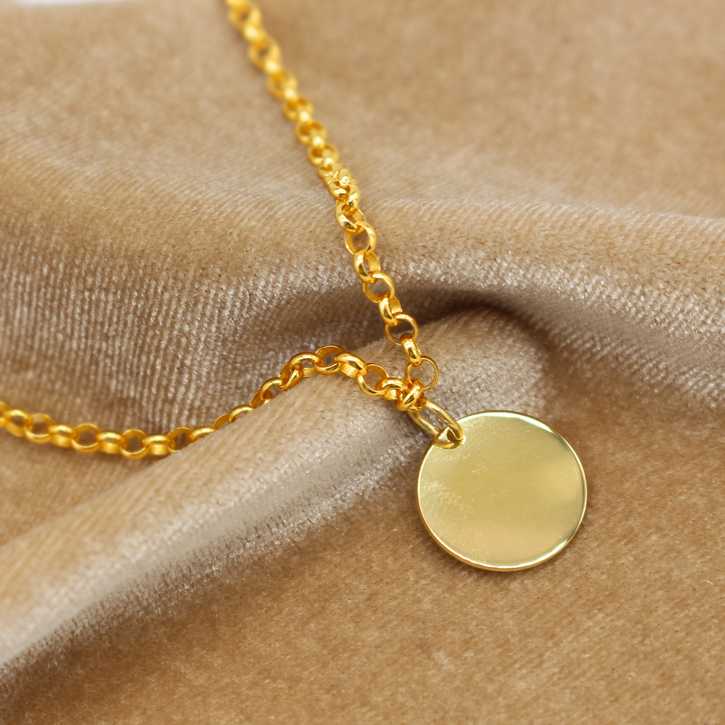 Collana Rolò 3mm con Targhetta Tonda