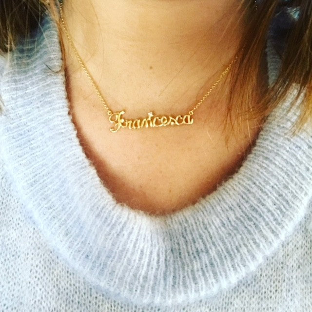 Thread Name Necklace - Silver