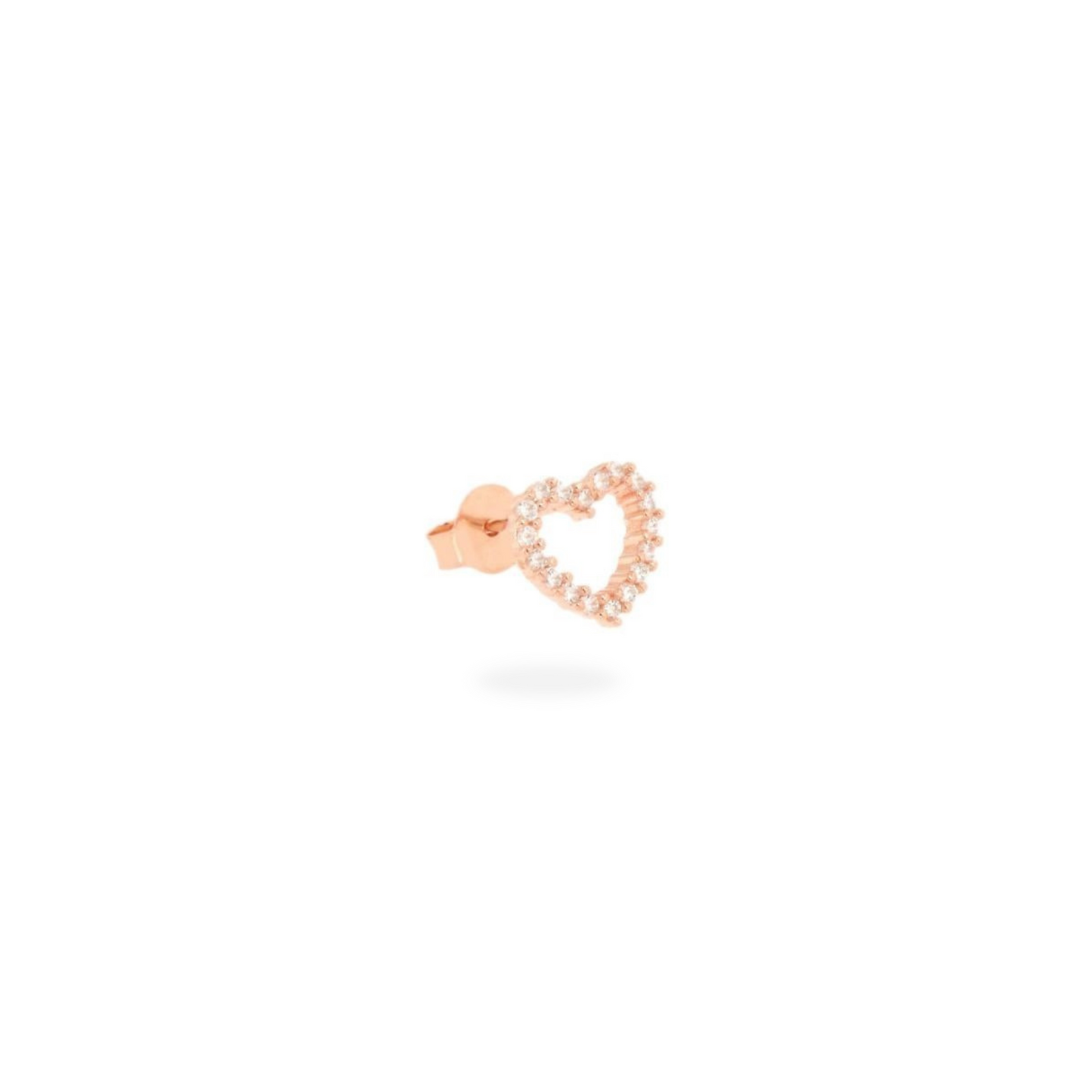 Orecchino Mono - Cuore Forato Rosa