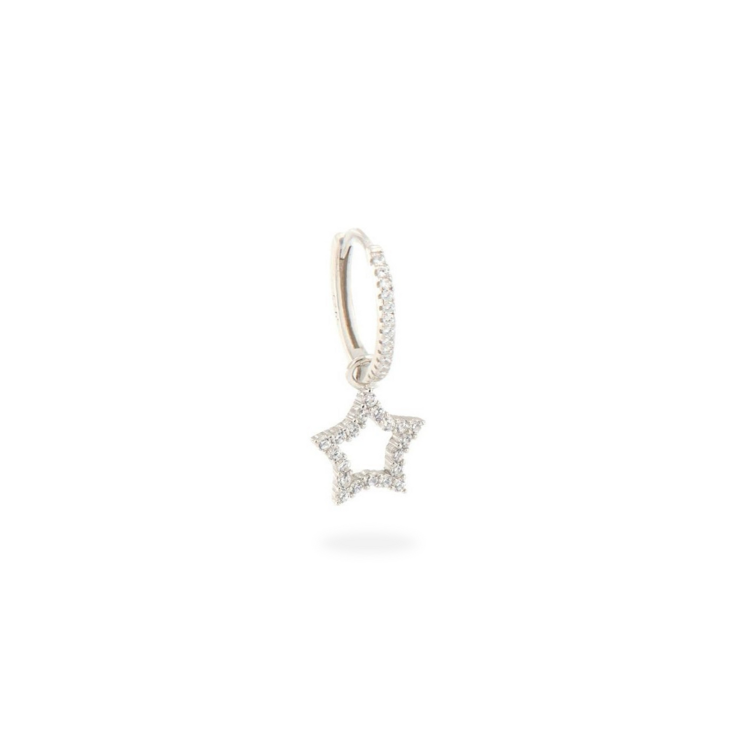 Single Earring Hoop - Star Pierced Zirconia