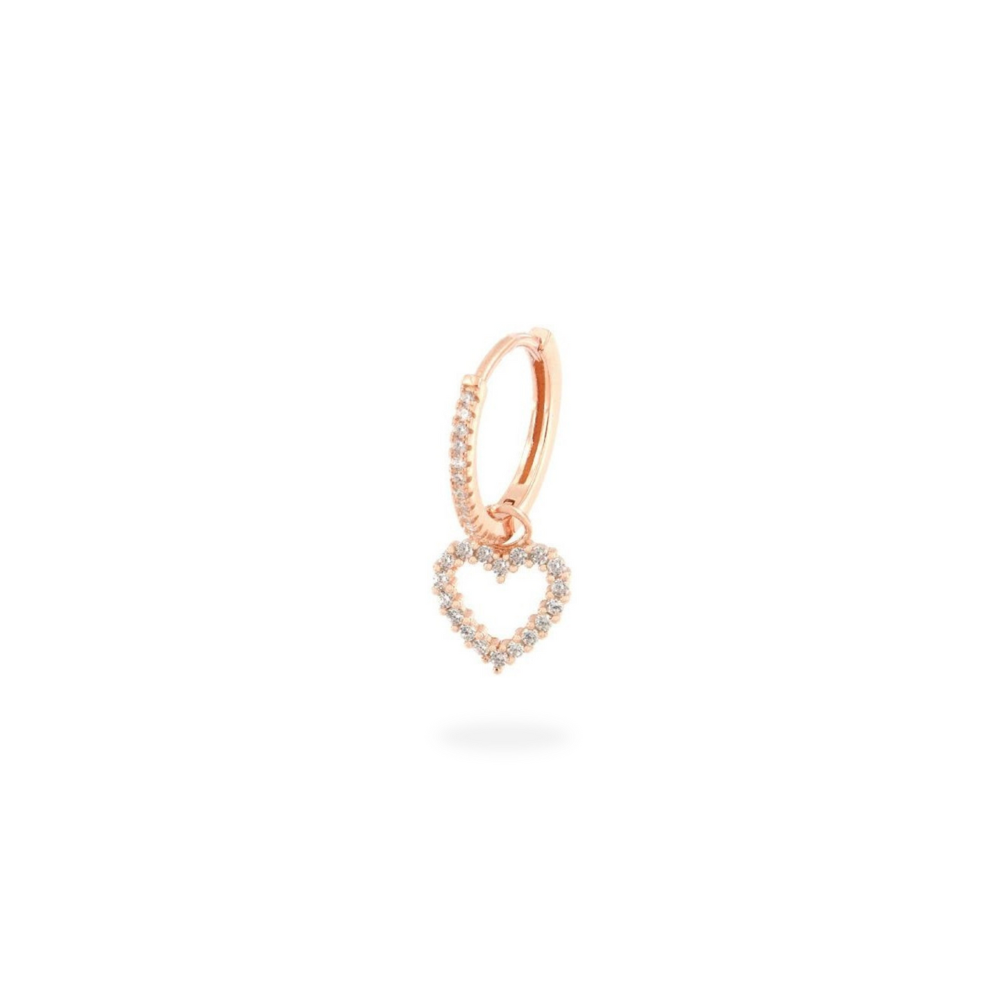 Monorecchino Cerchietto Rosa - Cuore Forato