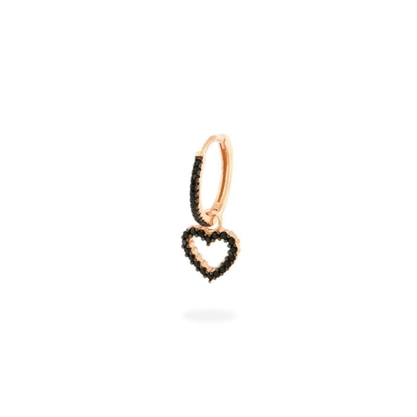 Orecchino Mono - Cuore Forato Pavè Nero