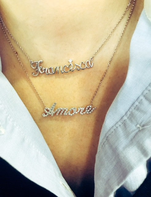 Total Pavè Name Necklace - Gold