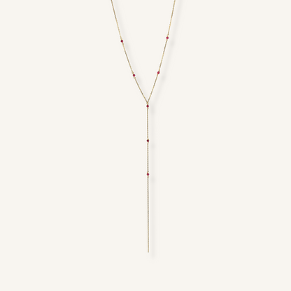 Collana Oro 9kt a "Y" con Pietre Naturali Rosse