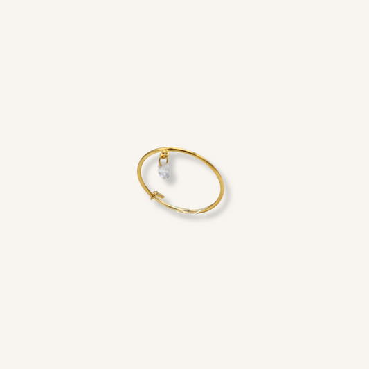 Anello Oro 9kt con Zircone Bianco a Goccia