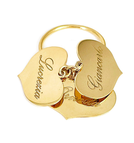 Love 3 Hearts Ring - 18k Gold - To Be Customized