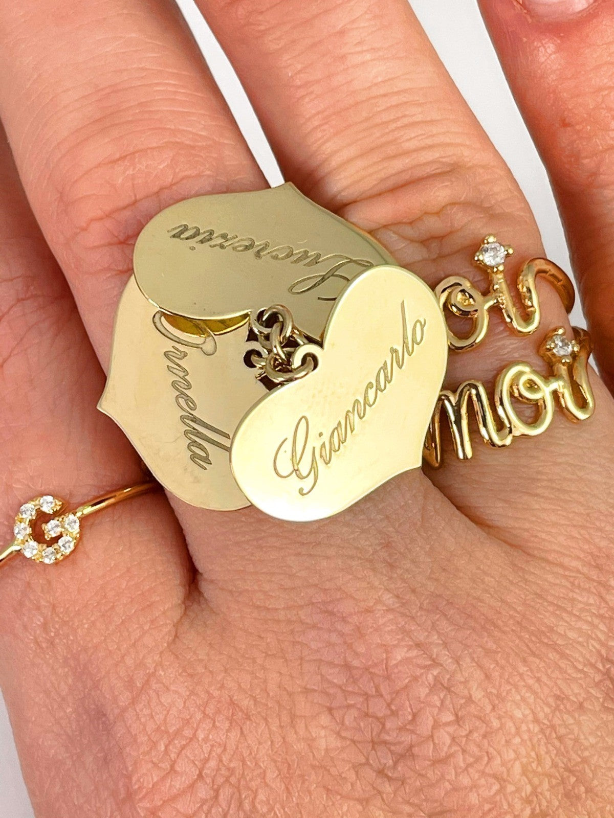 Love 3 Hearts Ring - 18k Gold - To Be Customized