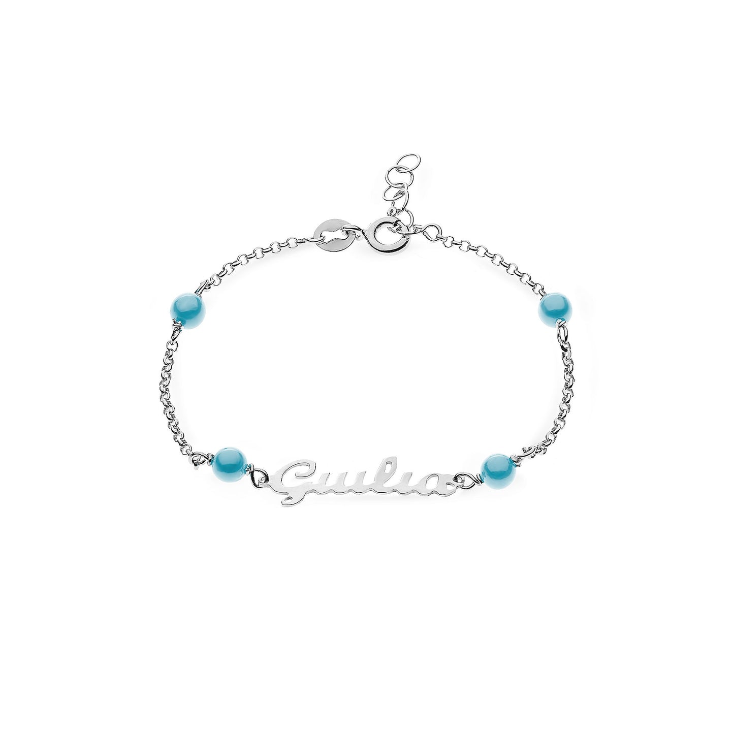 Kids Turquoise and Name Bracelet - 18k Gold