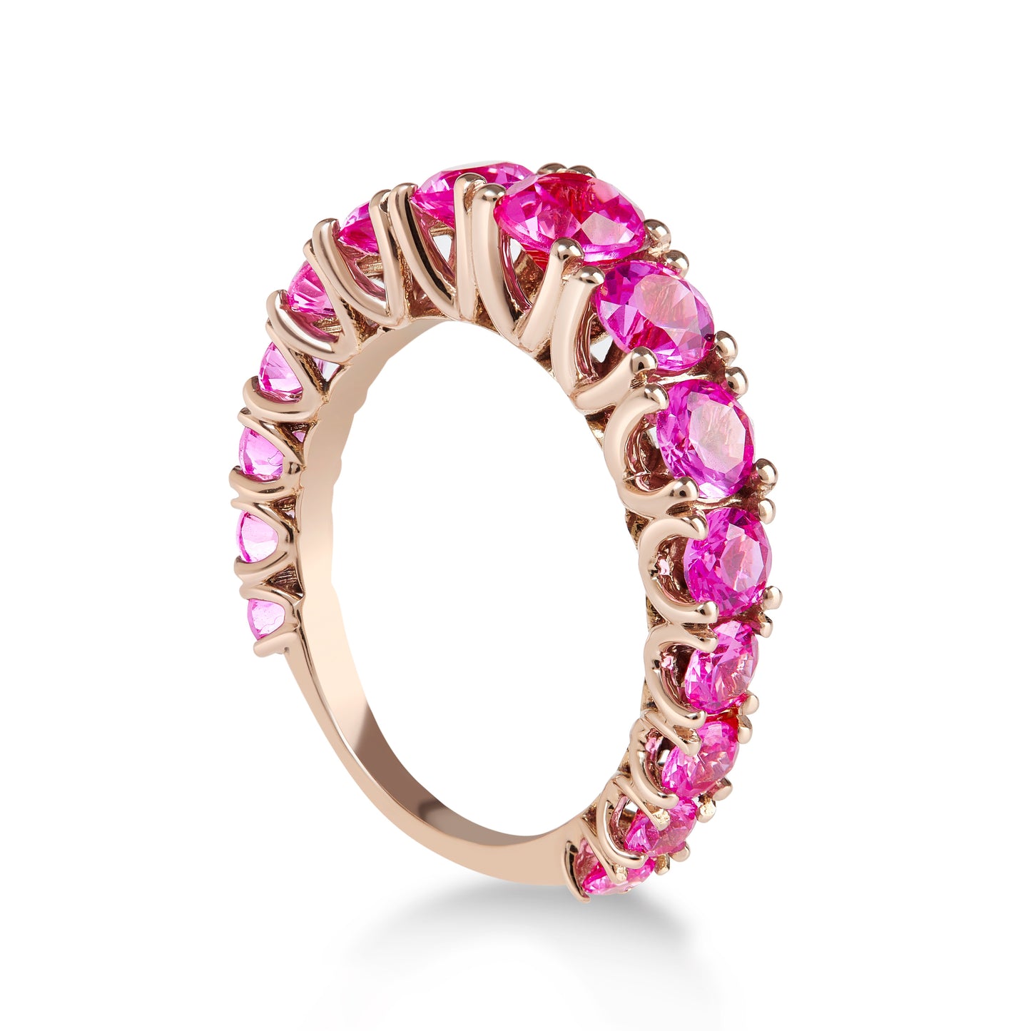 Anello Veretta a scalare  , zaffiro rosa