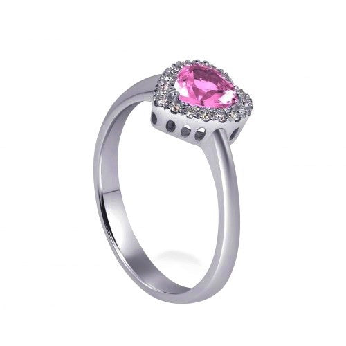 Anello Small Heart Zaffiro Rosa