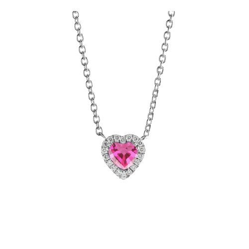 Collana Small Heart , zaffiro rosa