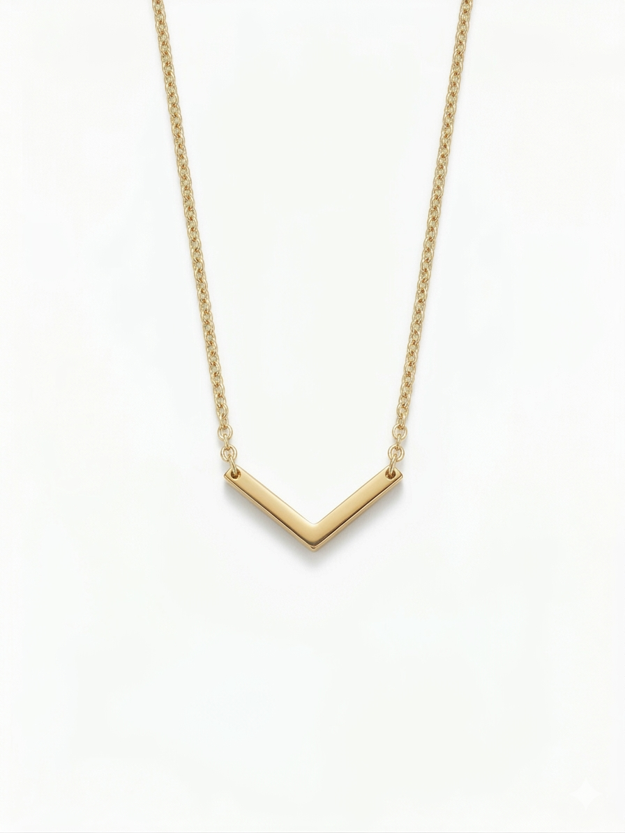 9kt Gold Necklace with "V" Symbol