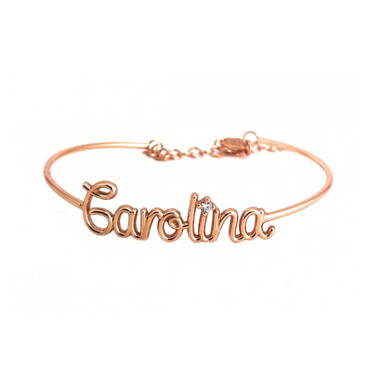 Semi-Open Thread Name Bangle Bracelet - Customizable