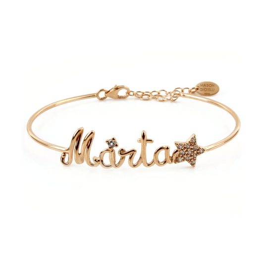 Semi-Open Bangle Bracelet - Thread Name and Pavè Symbol